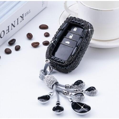 Diamond Crystal Car Key Cover Case Holder For Toyota Chr Land Cruiser 200 Avensis Auris Corolla Smart Keychain Shell Accessories