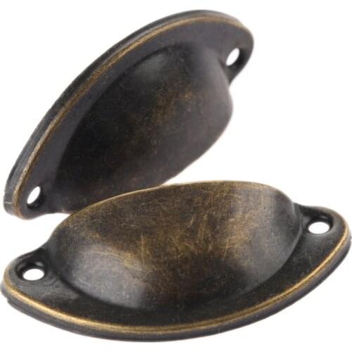DRELD 5Pc Furniture Handle Kitchen Drawer Cabinet Door Handle Furniture Knobs Hardware Cupboard Antique Brass Shell Pull Handles