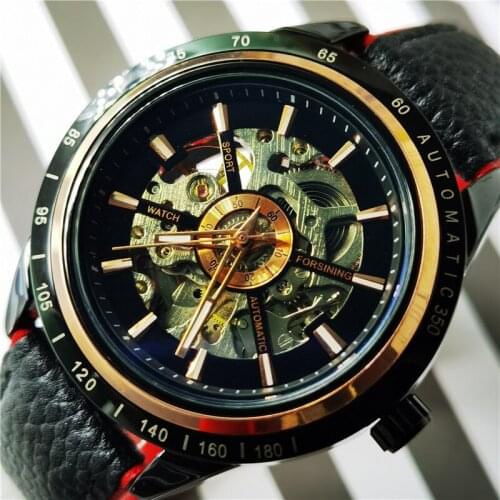 Forsining 2020 Racing Fashion Design Leather Belt Transparent Case Sport Men Automatic Mechanical Watch Brand Luxury Man Clock