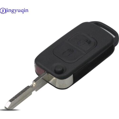 Jingyuqin 10ps 2 Buttons Car Remote Folding Flid Key Shell Cover Uncut Blade For Mercedes For Benz B200 A160 W124 W202 W210