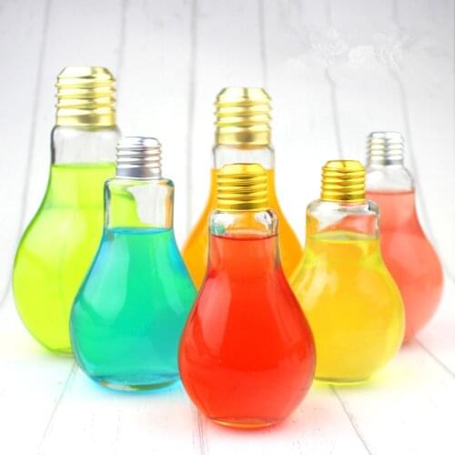 *Cafe Pub* Bulb Beverage Bottles, Light bulb glass, Milk Tea Yogurt Fruit Juice Coffee mocktail bottles Glass