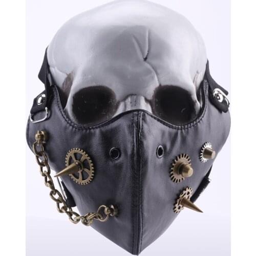 Steampunk Leather Mask Halloween Cool Chains Gears Face Masks Cosplay Rivets Black Wind Protector Carnival Masks Costume Party