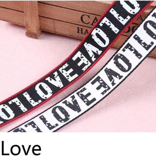 2Cm Letter Love Ribbons Garment Accessorie Thick Ribbons Trousers Red Black Side Decoration Packages Bags Ribbons Accessorie DIY