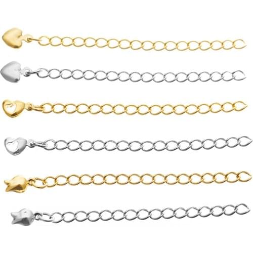 5pcs/lot Copper Bracelet Necklace Extender Chains Gold Color Extension Extended Tail Chain For Diy Jewelry Findings Accessories