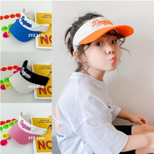 Cute Baby Boy Cap Kids 3D Embroidery Empty Top Visor Spring Summer Children Cotton Duck-tongued Hat Toddler Girl Outdoor Visor