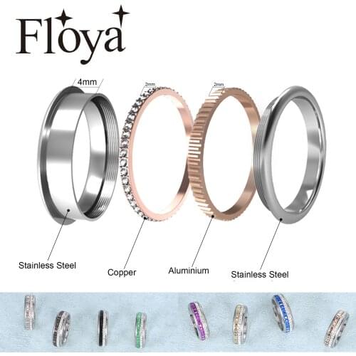 Floya Rings Set Gold Women Adjustable Stackable Band Multi Vintage Crystal Stainless Steel Ring Free Shipping Box For Girls