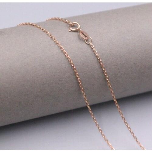 Genuine Real 18K Rose Gold 1.1mm Cable Link Chain Necklace For Woman 20inch Stamp Au750
