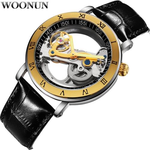 2020 New Mens Watch Tourbillon Mechanical Watches Transparent Hollow Automatic Self Wind Watches Leather Band Skeleton relojes