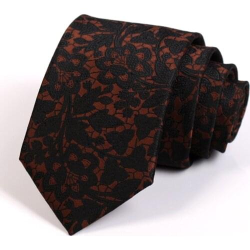 New Arrivals 7CM Geometry Print Brown Ties Gentlemen Business Tie Fashion Formal Neck Tie For Men Business Suit Work Necktie