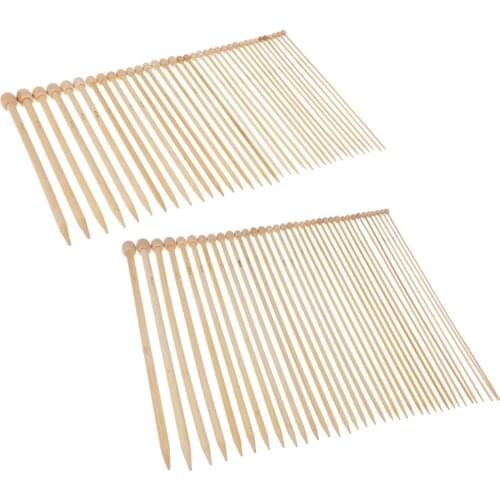 Useful 36 Pieces/Set Weaving Knitting Tool Bamboo Straight Knitting Needles