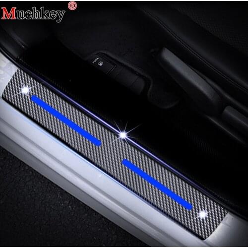 Car Door Sill For KIA SEDONA 2015 2016 2017 Door Step Protector Scuff Plate 4D Carbon Fiber Sticker Auto Accessories 4Pcs