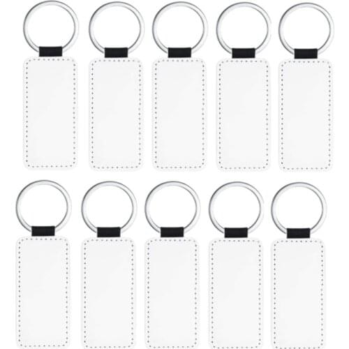 PPYY-10Pcs Leather Keychains Blank MDF Keychains Sublimation Heat Transfer Keychains Kit