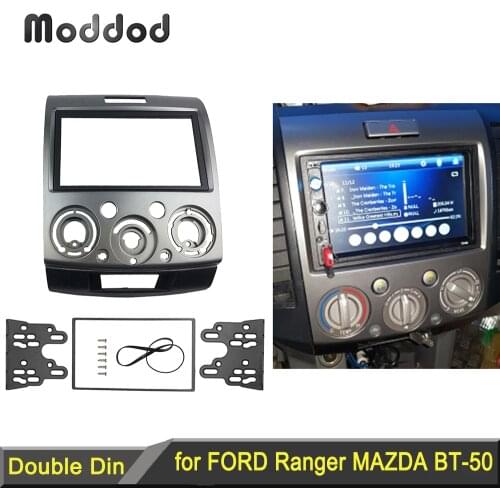 Radio Stereo Panel for Ford Everest Ranger Mazda BT-50 BT50 Double 2 Din Fascia Dash Installation Trim Kit Face Plate Bezel