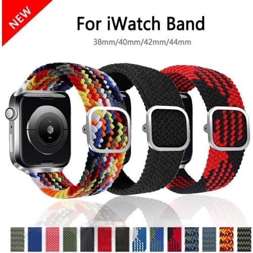 Scrunchie Strap for Apple Watch Band 44mm 40mm 38mm 42mm Adjustable Elastic Nylon Solo Loop Bracelet IWatch Series 3 4 5 6 Se