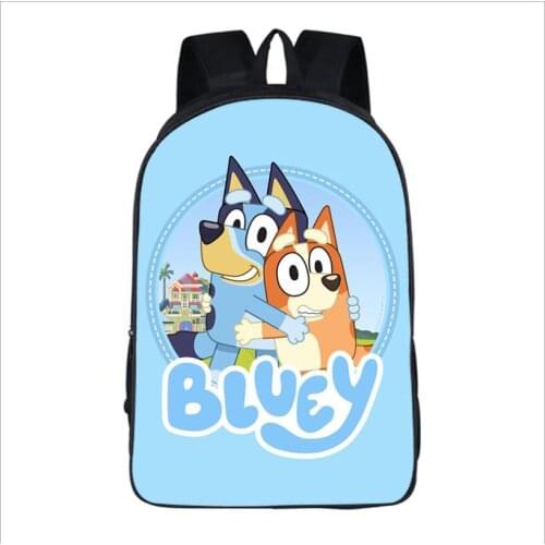 New blue cartoon schoolbag polyester large capacity double layer backpack comfortable childrens backpack