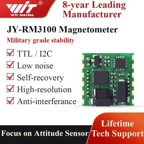 WitMotion JY-RM3100 Serial 3-axis Electronic Compass, Military-Grade Geomagnetic Sensor Module, PNI Magnetometer Heading Angle