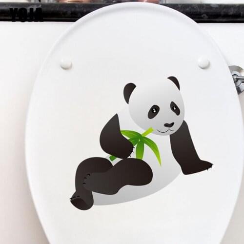 YOJA 22.7X17.3CM Modern BedRoom Home Decor Toilet Decal Wall Sticker Cute Panda Sitting Side By Side T3-1122