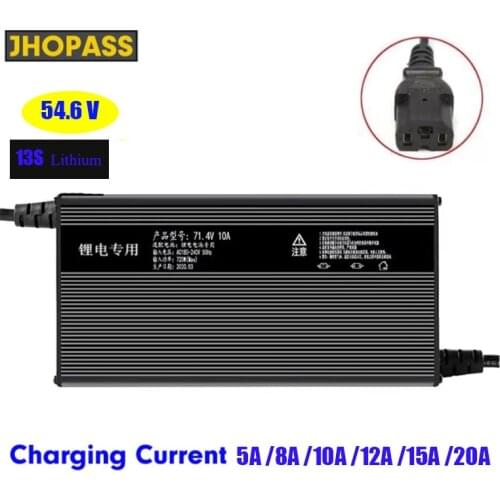 54.6V 20A 12A 15A 10A 8A 5A 13S Lithium Li-ion battery charger power supply FAST smart Output 180v-240v 48V ebike electronic car