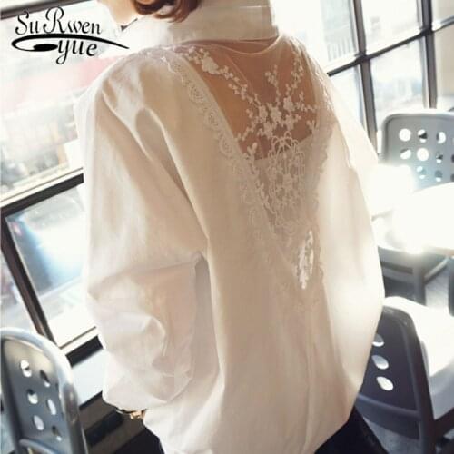 Womens blouses and tops 2021 long sleeve shirts V-neck white hollow out 5XL plus size womens clothing blusas Solid D95 30