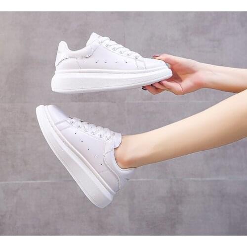 Women Sneakers Leather Shoes Spring Trend Casual Flats Sneakers Female New Fashion Comfort White Vulcanized Platform Shoes