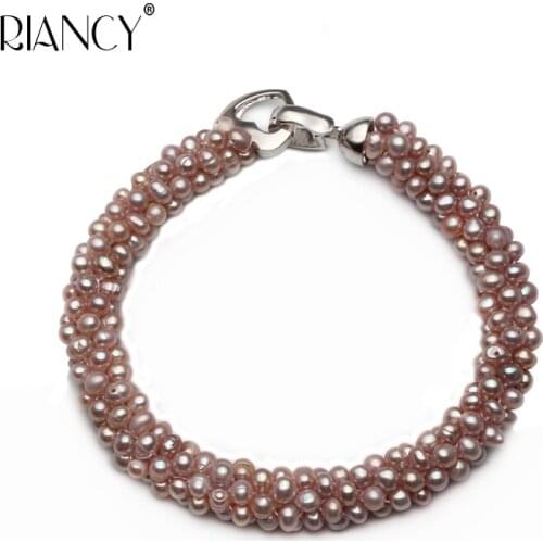 New Fashion Natural freshwater purple pearl bracelets Hand-made Snake bone Small pearl woven bracelet for women wedding gift