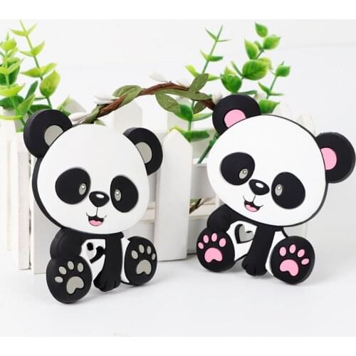 TYRY.HU 1pc Silicone Teethers Cartoon Panda Shape Food Grade Baby Teething Beads DIY Pacifier Chain Necklaces For Baby Products