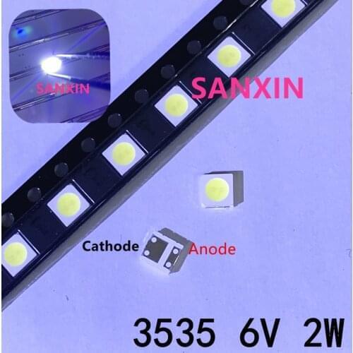 2W 6V 3535 TV Backlight LED SMD Diodes Cool White LCD TV Backlight Televisao TV Backlit Diod Lamp Repair Application 1000PCS