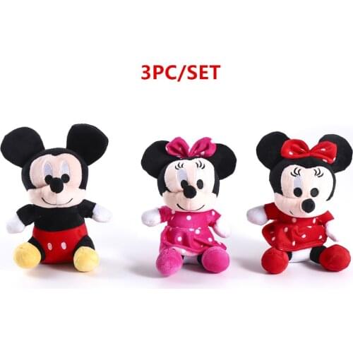 3pc 18cm Mickey Mouse Minnie Plush Dolls Cute Animal Stuffed Toys Birthday Christmas Gift for Kids hot sale