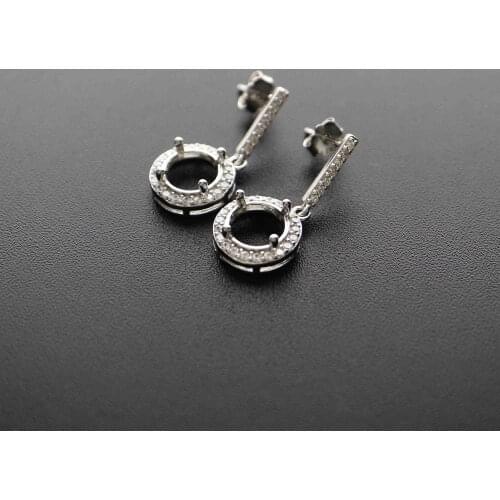 5-8MM Round Solid 925 Sterling Silver DIY Prong Hook Earrings Settings Bezel 1702198