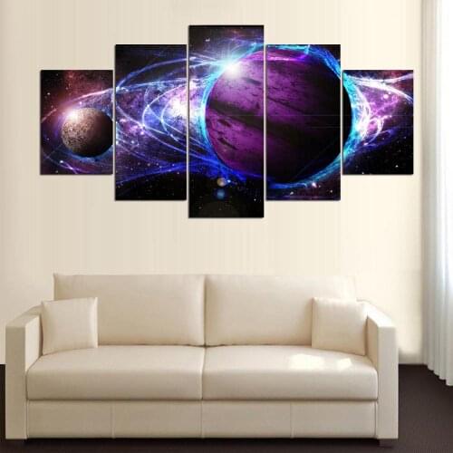 Canvas Wall Art Modern minimalist purple starry sky 5 Pieces Wall Art Painting Modular Wallpapers Poster Print Home Decor