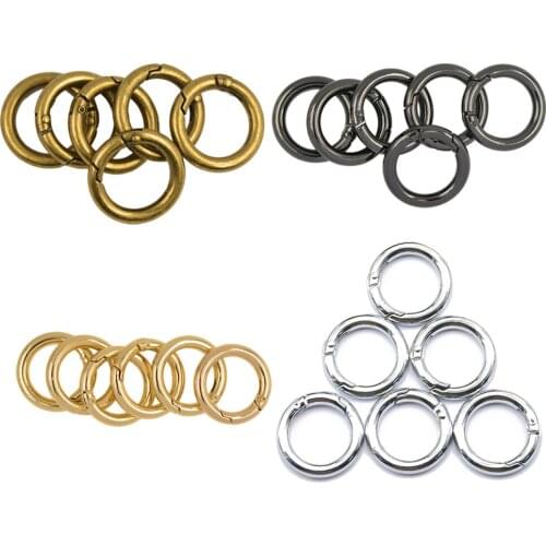 6Pcs Climbing Accessories Backpack Plated Alloy Round Spring Snap Hooks Clip Keychain Ring for Key Chains Small Dog Leashes