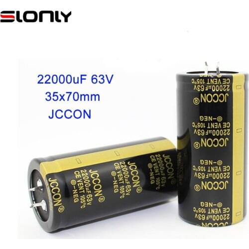 2pcs-14pcs 35x70mm 22000uF 63V JCCON Pitch 10mm 105 ℃ Horn Black Gold Audio Amplifier Filter Aluminum Electrolytic Capacitors