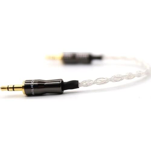 Free shipping 15cm 5N OCC pure copper silver plated cable 3.5mm Male To Male Audio Cable Adapter For Amplifier Decoder DAC