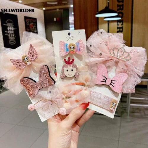 2021 Kids Ins Princess Angle Bow Baby Snow Hairpin Cute Girls Hair Accessories