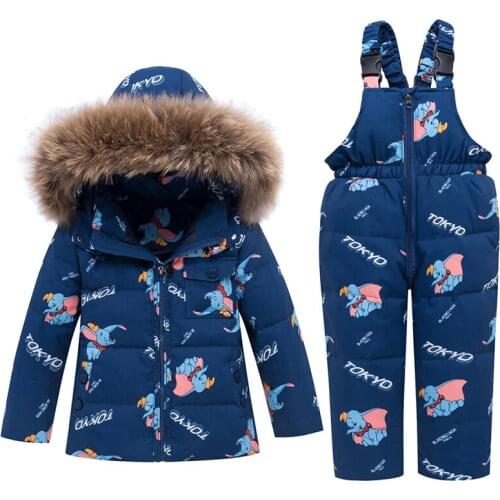 Kids Snowsuits Winter -30 Degrees Winter Baby Boy Girl Clothing Set Down Jacket Coat + pants Children Parka Kid Clothes Overalls