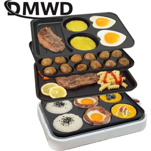 DMWD Electric Roasted Egg Hamburger Machine Red Beans Cake Pie Teppanyaki Grill Pancake Crepe Maker Steak Omelette Frying Pan EU