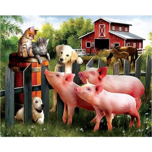 Farm animal 5d Diy Diamond Painting Full Drill square round Diamond Embroidery Cross Stitch Mosaic Wedding DecorationZP-2230