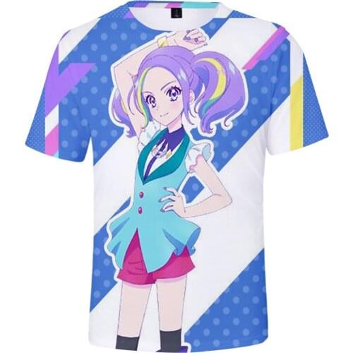 2021 Cosplay Aikatsu T shirt Figure Uniform Adult Kids T-shirt Summer Casual Short Sleeve 3D Print Tee Clothes