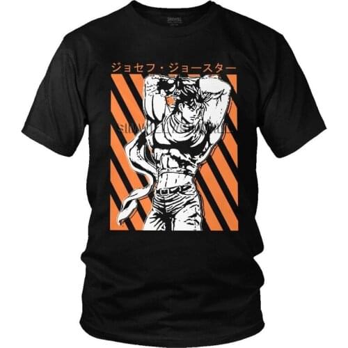 Male Jojo Bizarre Adventure T-Shirt Streetwear Anime Manga Joseph Joestar Tshirt Short Sleeve Hip Hop T Shirt Cotton Tee Tops