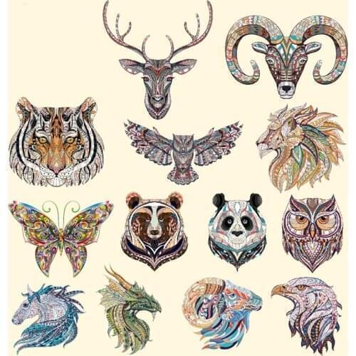 T Shirt Badge Fabric Applique Ethnic Style Clothing Iron On Heat Thermal Transfer Stickers Patches Vinyl Cartoon Animal Pattern