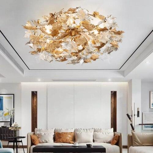 Art fan high class all copper maple leaf glaze pure copper light luxury ceiling lamp wall decorate villa living room arts