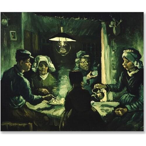 Canvas Painting Van Gogh The Potato Eaters Printing Poster Portrait Family Children Pets Wedding Dress Home Decor Photo