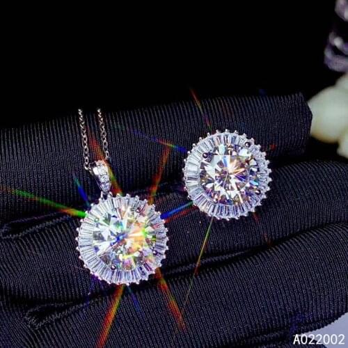 KJJEAXCMY Fine Jewelry 925 sterling silver inlaid Mosang Diamond 5 carat Pendant Ring female set popular Support detection
