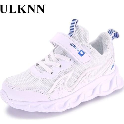 ULKNN White Shoe Children Boy Classic Mesh White Sneakers For Kids Autumn New Breathable Antislippery Leather Sport Shoes Girls