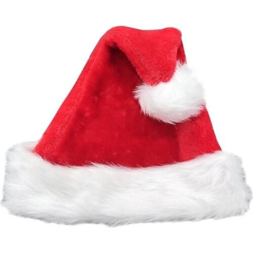 Santa Hat for Adults Big Santa Hat Comfort Double Liner Plush Red Velvet Party Caps For Boys Girls Christmas Gifts