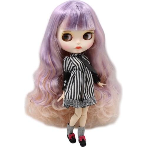 ICY DBS Blyth Doll No.BL1049/2352 Purple mix Pink hair Carved lips Matte face with eyebrow customized face Joint body 1/6 bjd