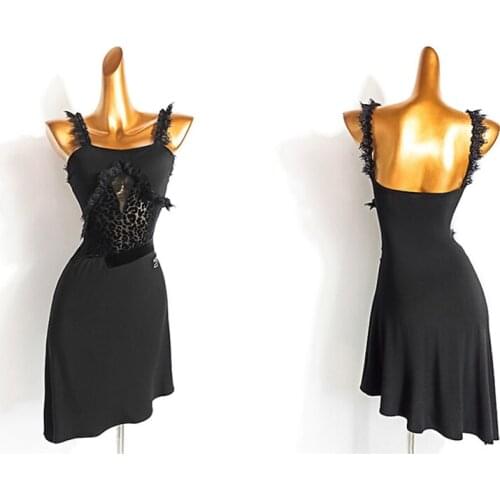 Summer New Style Sling Dress Sexy Latin Dance Practice Dress Milk Silk Irregular Dress Latin Dance Competition Dresses DN845