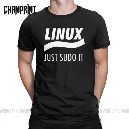 Linux Just Sudo It Geek T-Shirt for Men Vintage 100% Cotton Tee Crewneck Short Sleeve T Shirts Big Size Tops