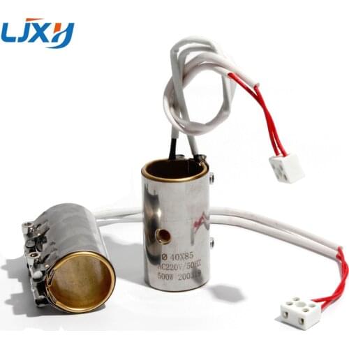 LJXH 220V 500W Barrel Electric Heating Ring 40x85 Inner Copper Surface SUS Band Heater with 10mm Temperature Sensing Wire Hole