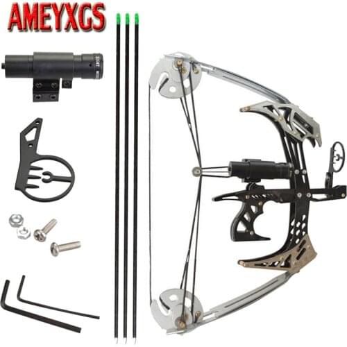 1set Mini Compound Bow Archery Practice Pulley Bows Outdoor Fishingbow Arrows Darts Shooting Training Right Hand Bow Laser Sight